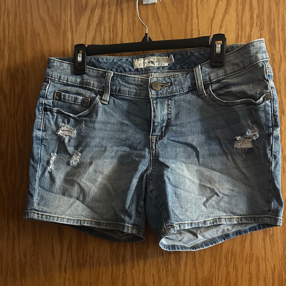 Torrid Distressed Blue Jean Shorts